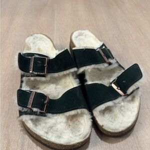 Kith Birkenstock Cream and Green Sandals with Contoured Footbed